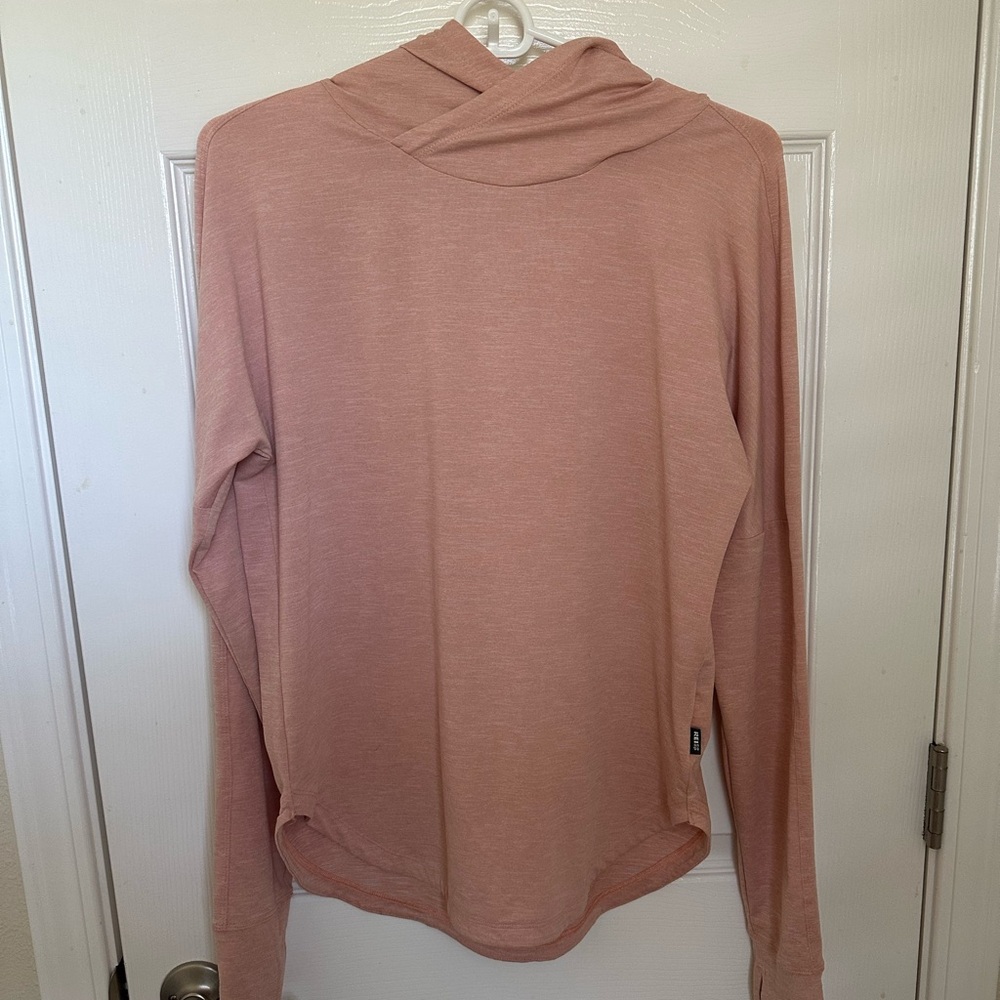 Women’s REI Sahara Shade Hoodie, coral pink, size small.